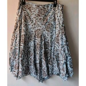 JPR Outfit Skirt  Womens Size M‎ Floral Print Mid Asymmetrical Lining Blue/Brown